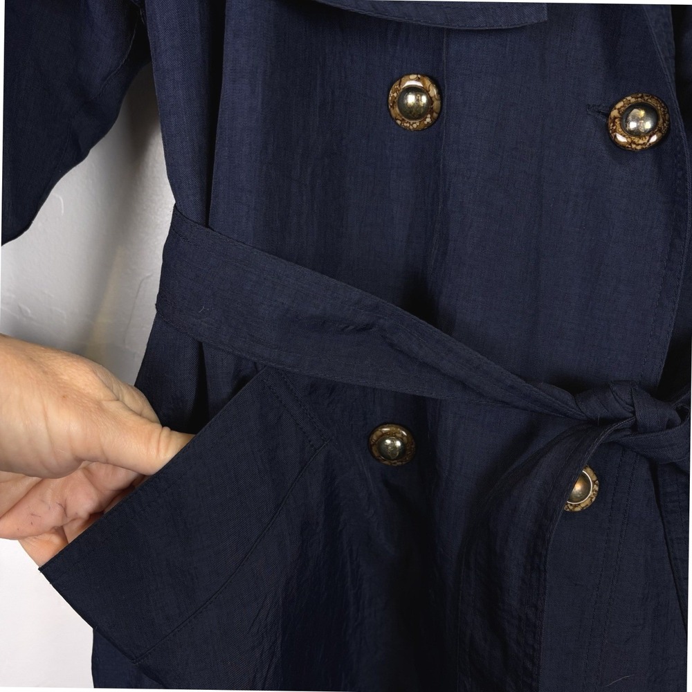 Vintage J. Gallery Woman's Trench Coat Size 7/8 Navy Blue 80's 90's Capsule - Picture 11 of 16